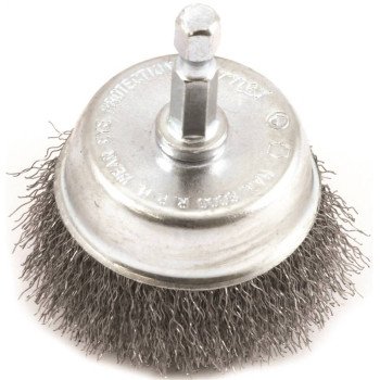 Forney 72730 Wire Cup Brush, 2 in Dia, 0.008 in Dia Bristle, Steel Bristle