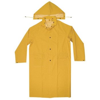 CLC CLIMATE GEAR Series R105M Protective Coat, M, PVC, Yellow, Detachable Collar, Snap Front Closure, 48 in L