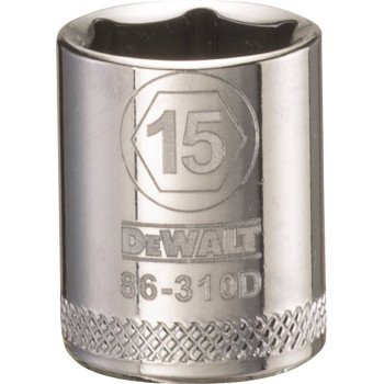 DEWALT DWMT86310OSP Hand Socket, 15 mm Socket, 3/8 in Drive, 6-Point, Vanadium Steel, Polished Chrome