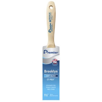 Premier Brooklyn 17310 Paint Brush, 1-1/2 in W, Beavertail Varnish Brush, 2-1/2 in L Bristle, Polyester Bristle