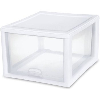 Sterilite 23108004 Stackable Drawer, 27 qt Capacity, 1-Drawer, Plastic, 14-3/8 in OAW, 17 in OAH, 10-1/4 in OAD