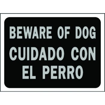 Hy-Ko Hy-Glo Series 3060 Identification Sign, Rectangular, BEWARE OF DOG, Fluorescent Orange Legend, Black Background