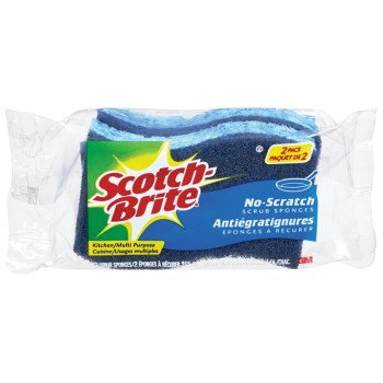 Scotch-Brite SB-AS2-12 Scrub Sponge, 4.4 in L, 2-1/2 in W, 0.8 in Thick, Blue