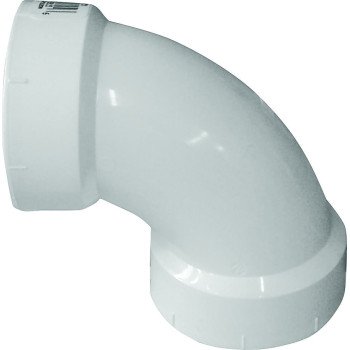 Canplas 192251L Sanitary Pipe Elbow, 1-1/2 in, Hub, 90 deg Angle, PVC, White