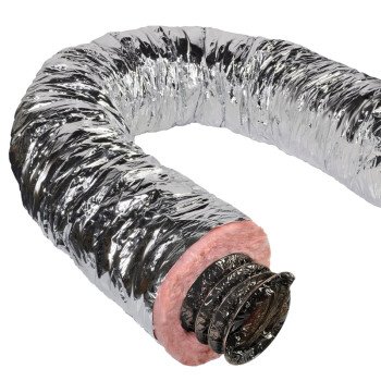 Master Flow F6IFD10X300 Insulated Flexible Duct, 10 in, 25 ft L, Fiberglass, Silver