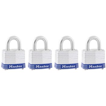 Master Lock 3008D Padlock, Keyed Alike Key, 9/32 in Dia Shackle, 3/4 in H Shackle, Steel Shackle, Steel Body, Laminated