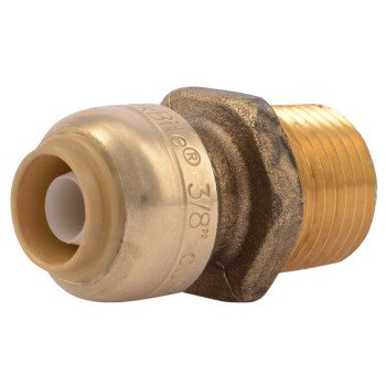 SharkBite U118LFA Pipe Connector, 3/8 x 1/2 in, MNPT, Brass, 200 psi Pressure