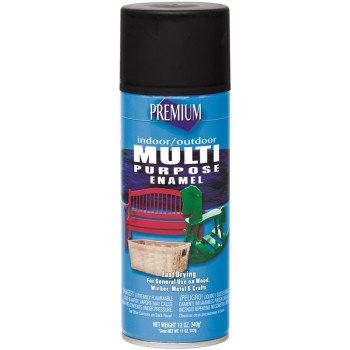 Premium MP1003 Enamel Spray Paint, Flat, Black, 12 oz, Can