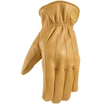 Wells Lamont ComfortHyde 984-XL Slip-On Work Gloves, Men's, XL, 10 to 10-1/2 in L, Deer Skin Leather, Gold/Yellow