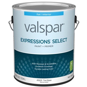 Valspar Expressions Select 4100 028.0041003.007 Latex Paint, Acrylic Base, Flat, Tint Base, 1 gal