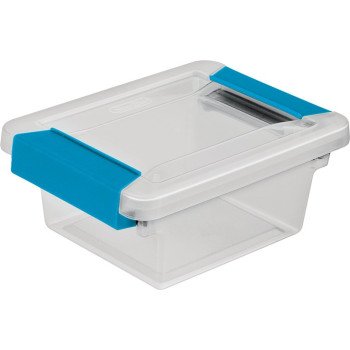 Sterilite 19698606 Clip Box, Plastic, Blue Aquarium/Clear, 6-5/8 in L, 5 in W, 2-3/4 in H