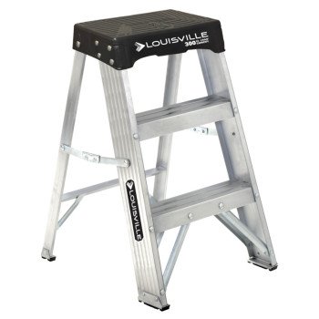 Louisville AS3002 Step Ladder, 105 in Max Reach H, 1-Step, 300 lb, Type IA Duty Rating, 3 in D Step, Aluminum