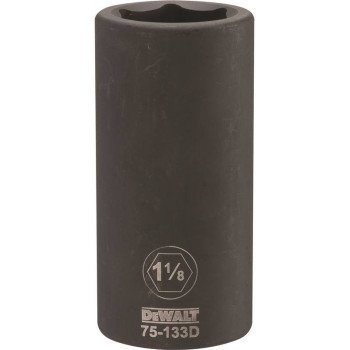 DEWALT DWMT75133OSP Impact Socket, 1-1/8 in Socket, 3/4 in Drive, 6-Point, CR-440 Steel, Black Oxide