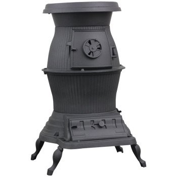 US Stove Railroad Series 1869/PB65XL Potbelly Stove, 29 in W, 22-1/4 in D, 32-1/2 in H, 75,000 Btu Heating, Cast Iron