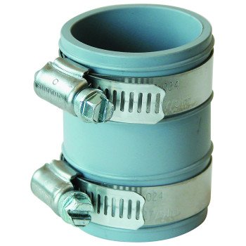 Fernco PTC-150 Tubular Drain Connector, 1-1/2 in, Slip Joint, PVC, 4.3 psi Pressure