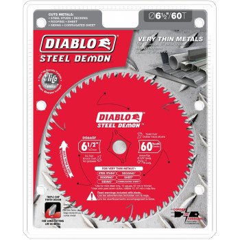 Diablo Steel Demon D0660F Saw Blade, 6-1/2 in Dia, 5/8 in Arbor, 60-Teeth, Carbide Cutting Edge