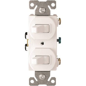 Eaton Wiring Devices 271W-BOX Combination Toggle Switch, 15 A, 120/277 V, SPDT, Screw Terminal, White