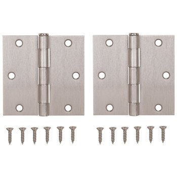 ProSource BH-202SN-PS Square Corner Door Hinge, Steel, Satin Nickel, Loose Pin, 180 deg Range of Motion