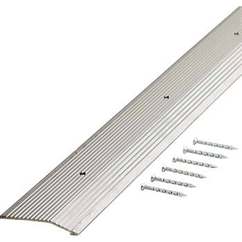 M-D 78220 Carpet Trim, 72 in L, 2 in W, Fluted Surface, Aluminum, Silver