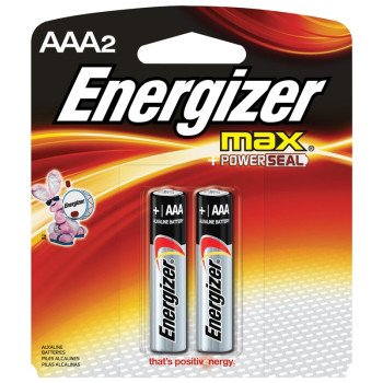 Energizer E92BP-2 Battery, 1.5 V Battery, 1250 mAh, AAA Battery, Alkaline, Manganese Dioxide, Zinc