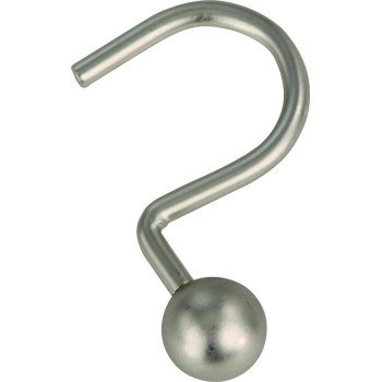 ProSource SD-CBH-SN Ball Shower Curtin Hook, 1-1/16 in Opening, Steel, Brushed Nickel, 1-3/4 in W, 2-7/8 in H