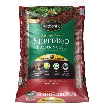 Rubberific LRM8RD Rubber Mulch, Shredded, Red, 0.8 cu-ft Bag