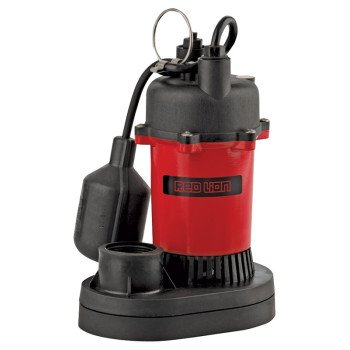 Red Lion 14942740 Sump Pump, 1-Phase, 4.4 A, 115 V, 1/3 hp, 1-1/2 in Outlet, 25 ft Max Head, 3200 gph, Thermoplastic