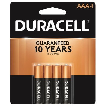 Duracell MN2400B4Z AAA Battery, 1.5 V Battery, 1.15 Ah, AAA Battery, Alkaline, Manganese Dioxide