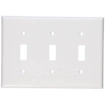 Leviton 001-88011-000 Non-Metallic Wallplate, 4-1/2 in L, 2-3/4 in W, 3 -Gang, Thermoset, White, Smooth