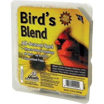 Heath DD4-12 Suet Cake, All-Season, High-Energy, Bird's Blend, 11.25 oz