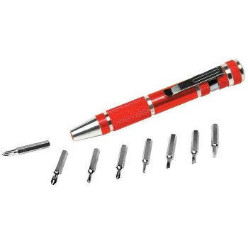 Wilmar W9147 Screwdriver Set, 9-Piece, Aluminum, Anodized, Red