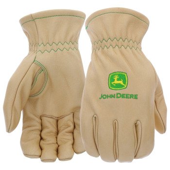 John Deere JD84013-L Work Gloves, Men's, L, Shirred Elastic Cuff, Cowhide Leather