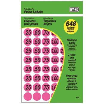 Hy-Ko 30102 Price Label, Black Legend, Pink Background