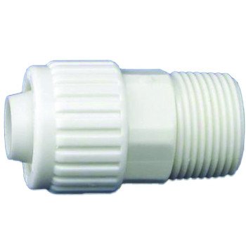 Flair-It 16848 Tube to Pipe Adapter, 3/4 in, PEX x MPT, Polyoxymethylene, White