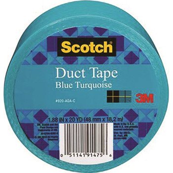 3M 920-AQA-C Duct Tape, 20 yd L, 1.88 in W, Cloth Backing, Blue Turquoise