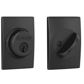 Schlage B Series B60 CEN 622 Deadbolt, 1 Grade, SC1 Key, Metal, Matte Black, 2-3/8, 2-3/4 in Backset, C Keyway