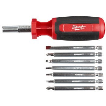 Milwaukee 48-22-2132 Multi-Bit Driver, 1/4 in Drive, Square Drive, 9.06 in OAL, Plastic Handle, Barrel-Grip Handle