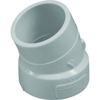 Canplas 192562 Street Pipe Elbow, 2 in, Spigot x Hub, 22.5 deg Angle, PVC, White