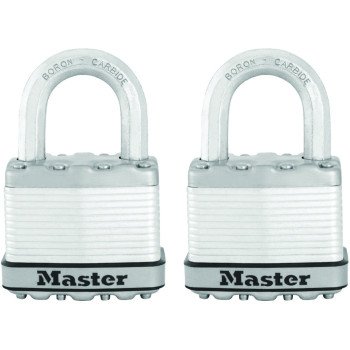 Master Lock Magnum Series M5XT Padlock, Keyed Alike Key, 3/8 in Dia Shackle, 1 in H Shackle, Stainless Steel Body, Zinc