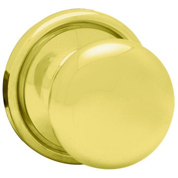 Kwikset 720J 3CP6AL Passage Knob, Polished Brass, 1-3/8 to 1-3/4 in Thick Door, 2-1/4 in Strike