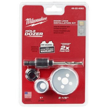 Milwaukee Hole Dozer 49-22-4063 Hole Saw Kit, 1-5/8 in D Cutting, 3/8 in Arbor, Steel Cutting Edge