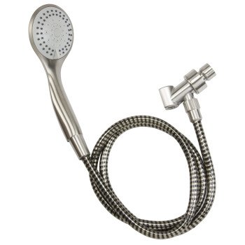 Plumb Pak K744BN Handheld Shower, 1.8 gpm, 5-Spray Function, Brushed Nickel, 60 in L Hose, 3.8 in Dia Head