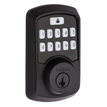 Weiser Aura Series 9GED18500-002 Deadbolt with Bluetooth, Matte, 2-3/8 to 2-3/4 in Backset, 1-3/8 to 2 in Thick Door