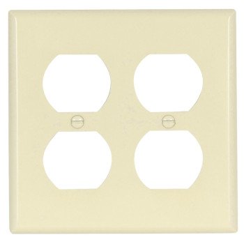 Eaton Wiring Devices 2150LA-BOX Receptacle Wallplate, 4-1/2 in L, 4-9/16 in W, 2 -Gang, Thermoset, Light Almond