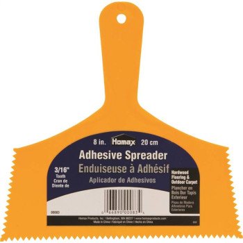 Homax 83 Adhesive Spreader Knife, Notched Blade, Polystyrene Blade, Polystyrene Handle, Reinforced Handle