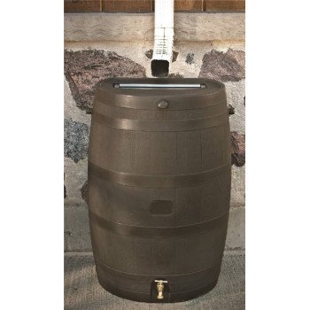 RTS 55100009005600 Rain Barrel, 50 gal Capacity, Plastic, Brown