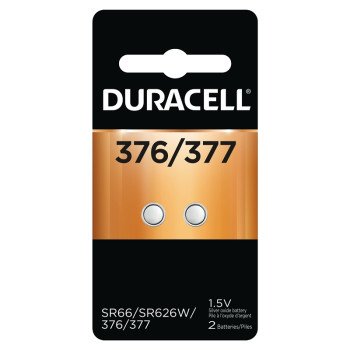 Duracell D377B2PK08 Button Cell Battery, 1.55 V Battery, 24 mAh, 377 Battery, Silver Oxide