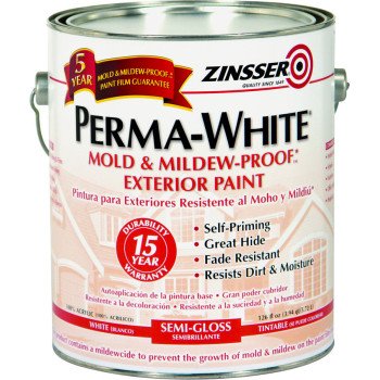 ZINSSER 03131 Exterior House Paint, Semi-Gloss, White, 1 gal Can