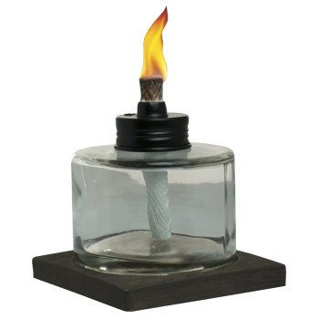 Tiki 1117025 Votive Tabletop Torch, 4 in H, Glass, Brown/Clear