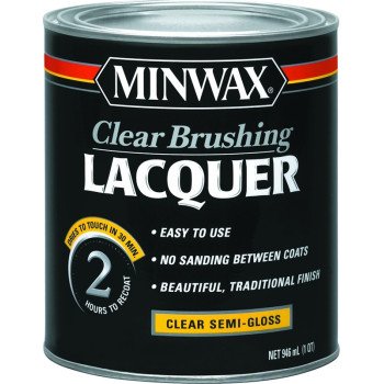 Minwax 155050000 Brushing Lacquer, Semi-Gloss, Liquid, Clear, 1 qt, Can